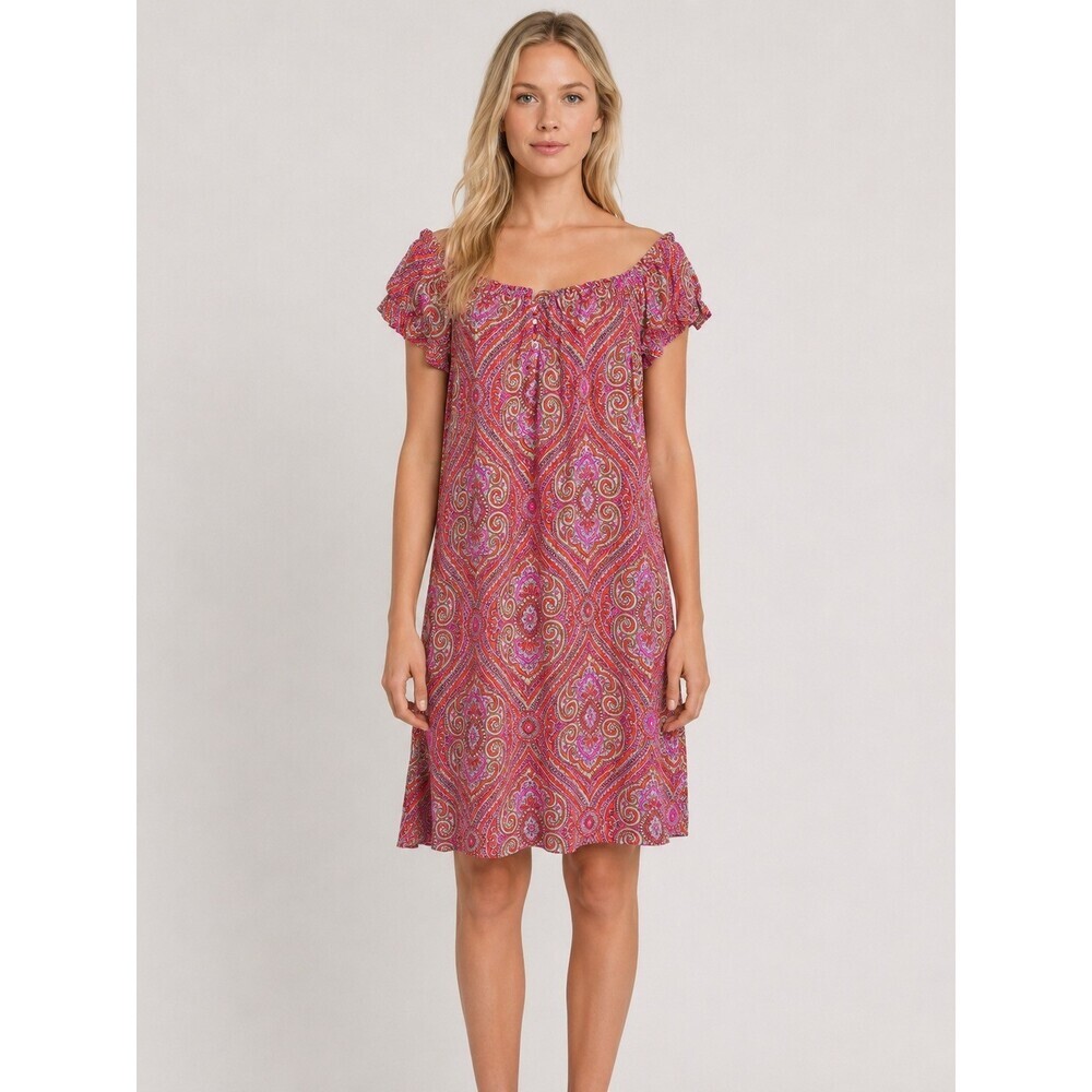 Jude Connally Joy Dress Pink Paisley Jude Cloth peasant Shift Size Medium
